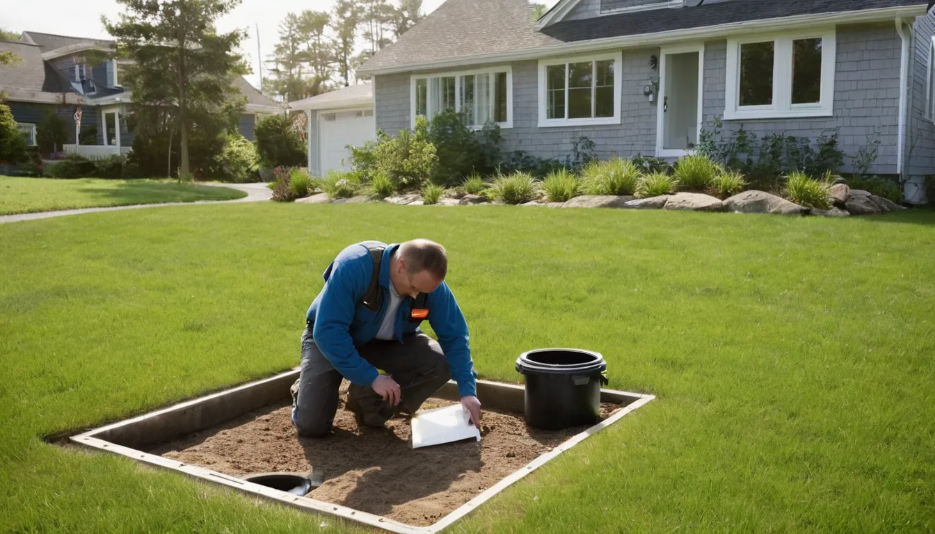 Independent septic provider inspecting a yard septic tank lid for a homeowner in Pittsburgh